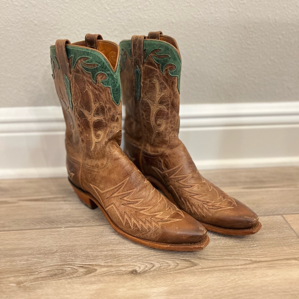 Western cowgirl/cowboy Lucchese Womens Boots brown and teal